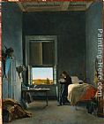 Villa Canvas Paintings - The Artist in His Room at the Villa Medici, Rome